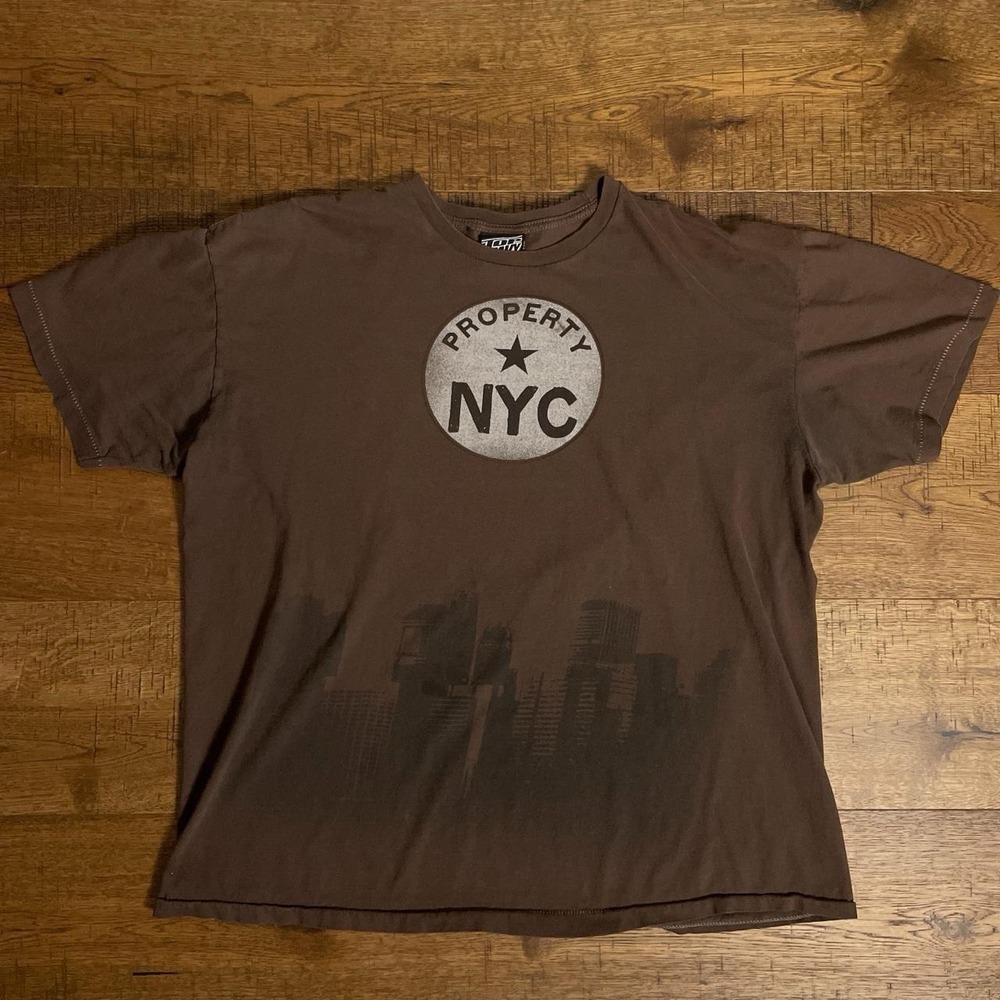 Top Heavy T-Shirt Mens XL Brown Skater Urban Property NYC Graphic Tee